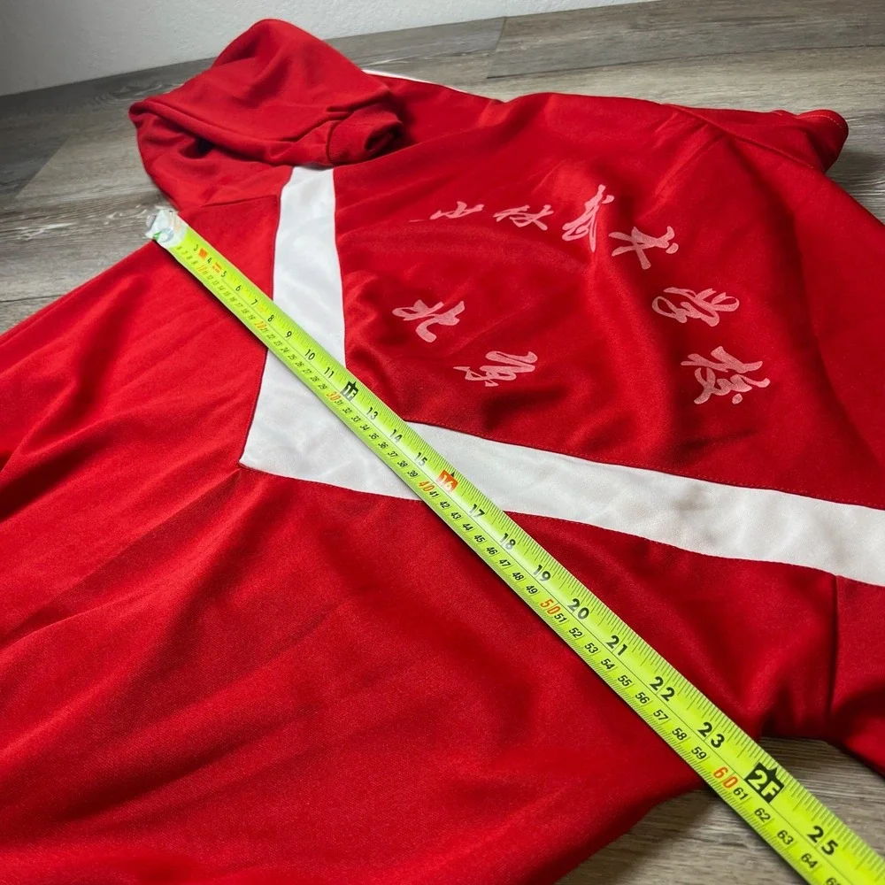 Vintage Track Jacket Mens L Red White Chevron Chinese Shaolin Martial Arts